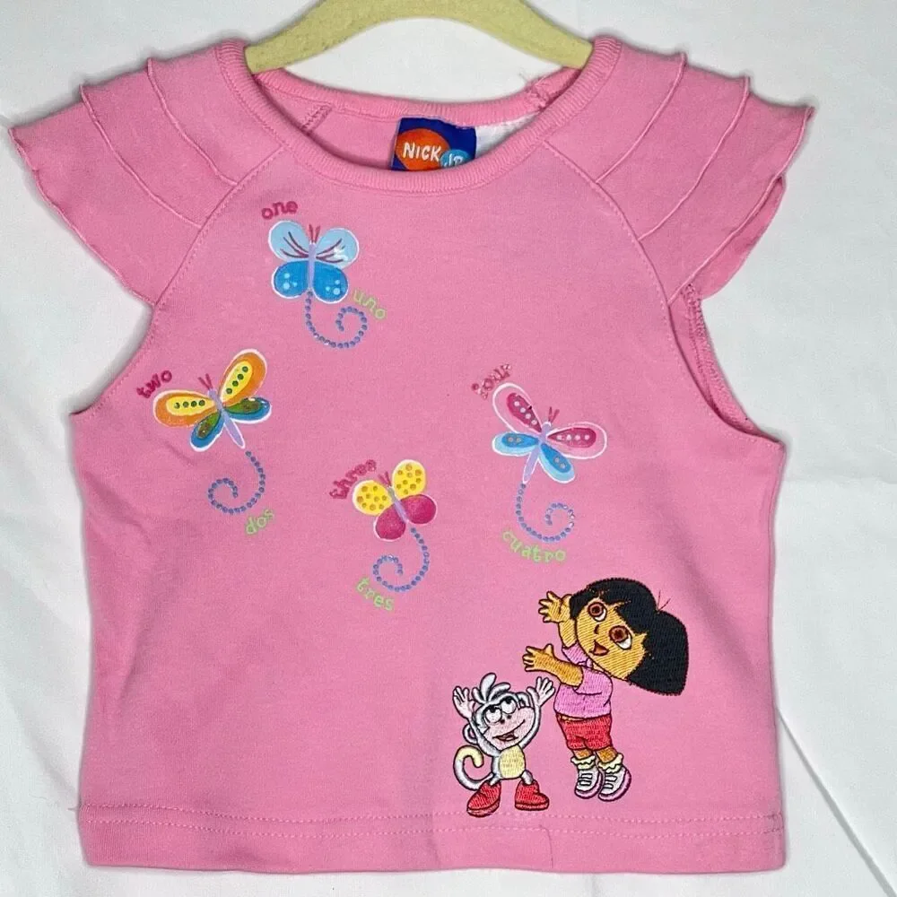 Vintage Y2K Dora The Explorer Nick Jr Girls Outfit Toddler Shirt Pants 3T NWT
